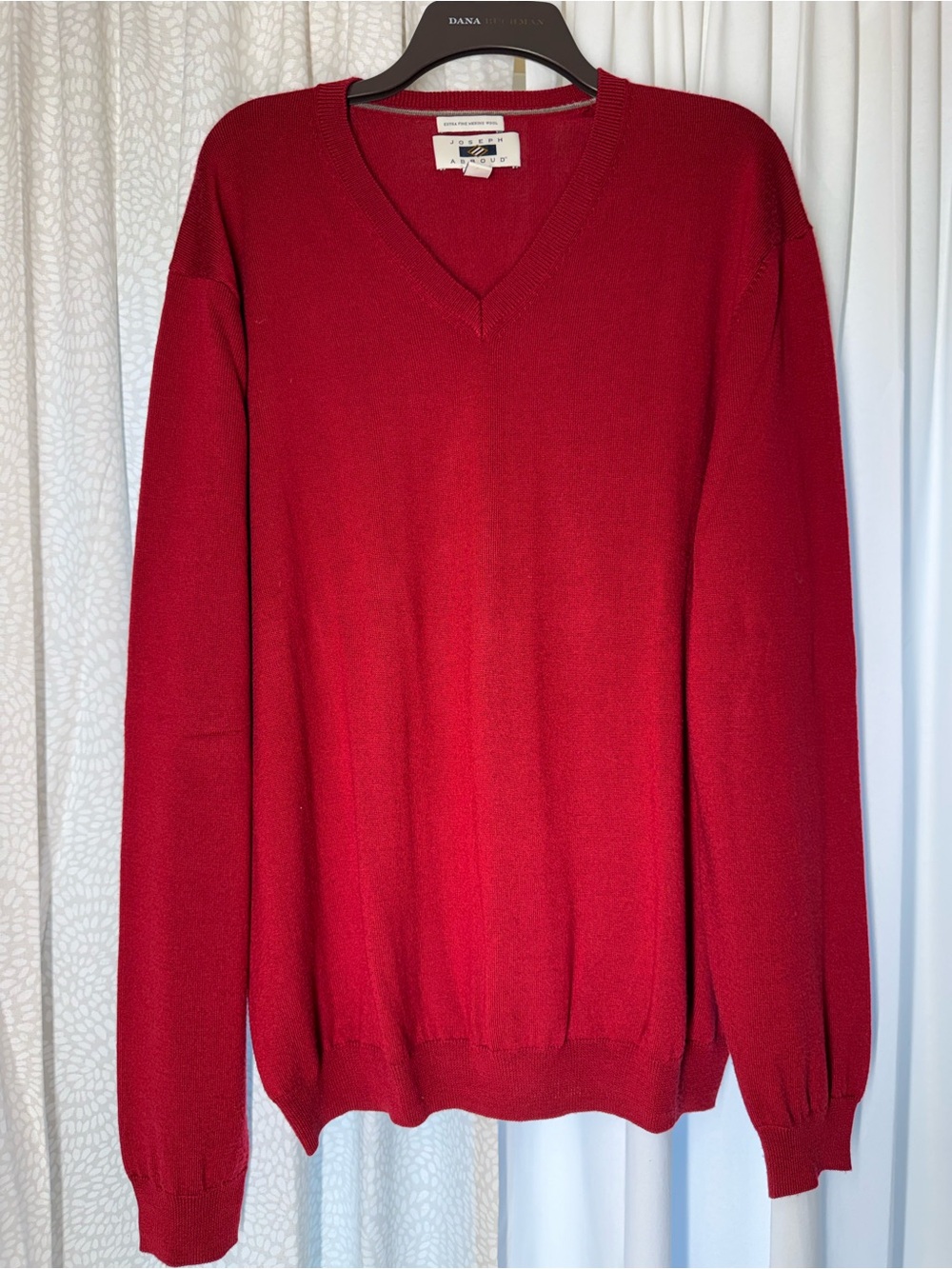 Joseph Abboud Men's V-Neck Sweater in Rich Red